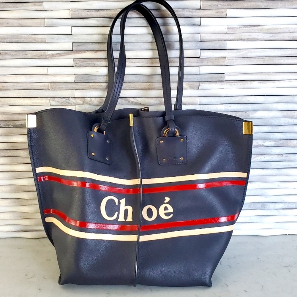 Chloe Vick Blue calfskin Leather Tote Bag
